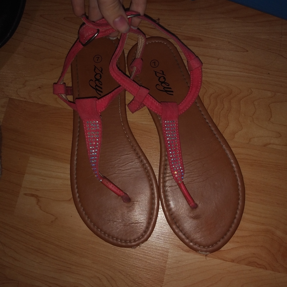 Pink and tan sandals